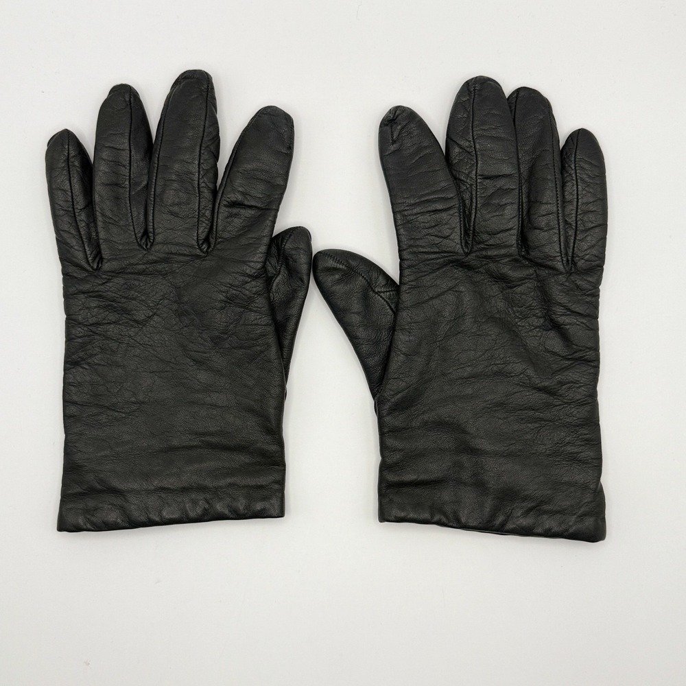Saks Fifth Ave Black Leather Driving Gloves Cashmere Lined Made In Italy Sz 8.5